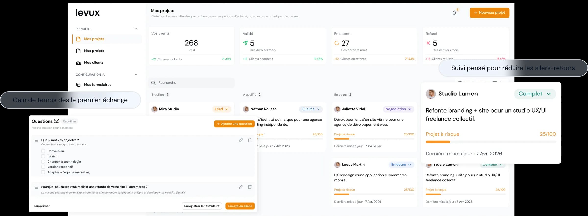 Interface Levux — cadrage de projet freelance